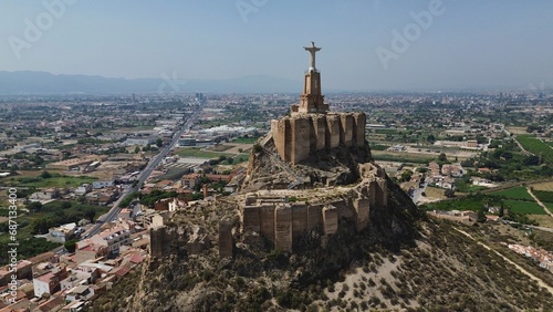 drone photo Monteagudo Castle, Castillo de Monteagudo Murcia Spain Europe, photo