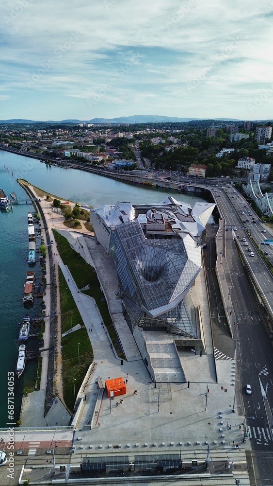 drone photo confluence museum, musée des confluences Lyon France europe drone photo confluence museum, musée des confluences Lyon France europe