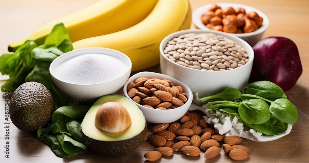 A Culinary Guide to Foods Rich in Magnesium for a Balanced, Healthy Diet. Generative AI A Culinary Guide to Foods Rich in Magnesium for a Balanced, Healthy Diet. Generative AI