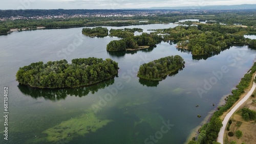 drone photo Miribel Jonage Park, Grand Parc Miribel Jonage Lyon france Europe