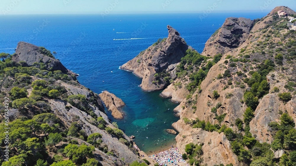 drone photo Figuerolles cove, Calanque de Figuerolles La Ciotat France Europe drone photo Figuerolles cove, Calanque de Figuerolles La Ciotat France Europe
