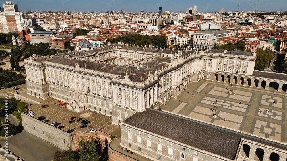 drone photo Madrid Royal Palace, palacio real de Madrid Spain Europe