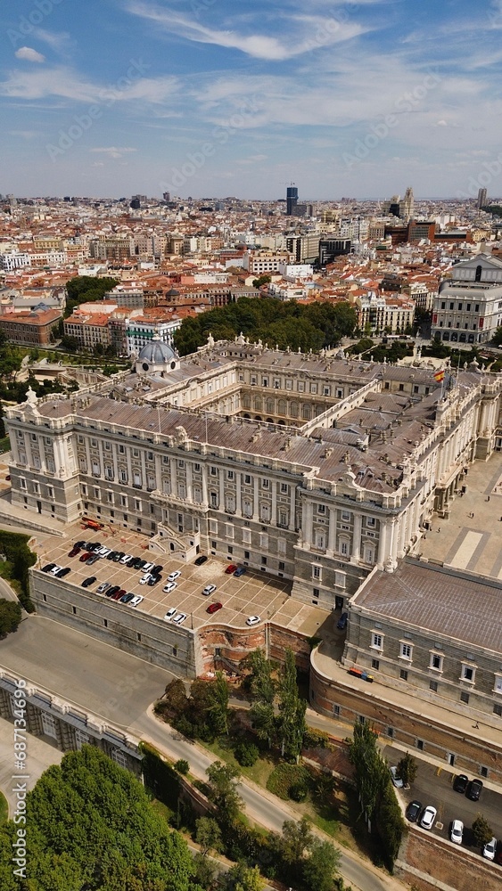 drone photo Madrid Royal Palace, palacio real de Madrid Spain Europe