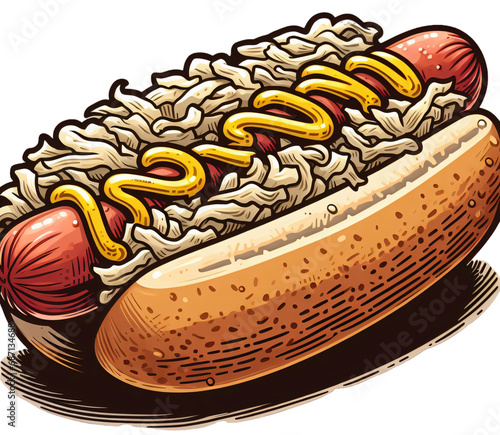 Illustration of New York style hotdog 