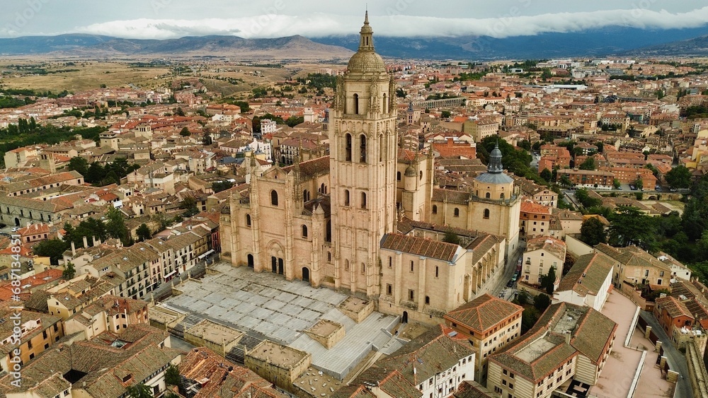 drone photo Segovia Cathedral, Catedral de Segovia Spain Europe