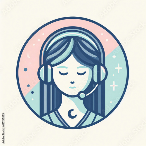A girl wearing a headset | symbolizes mental well-being. mental health concept