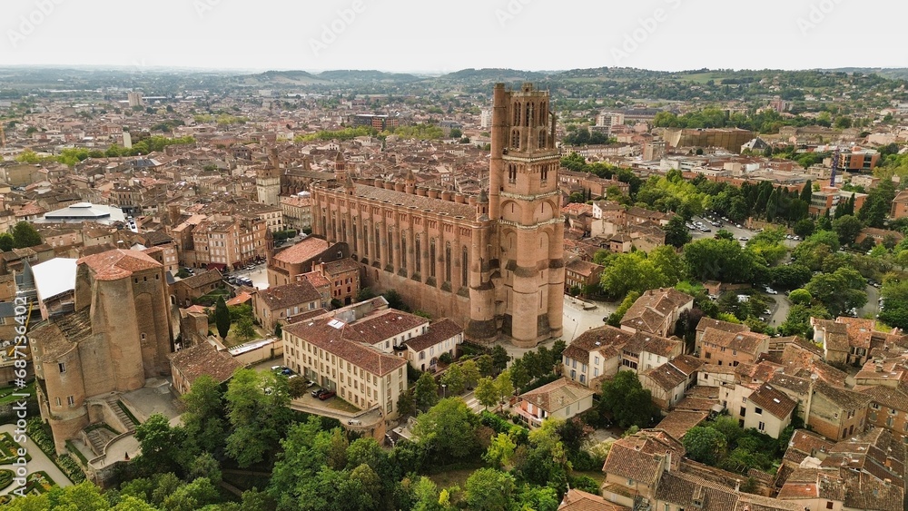 drone photo Sainte-Cécile Cathedral, Cathédrale Sainte-Cécile Albi France Europe