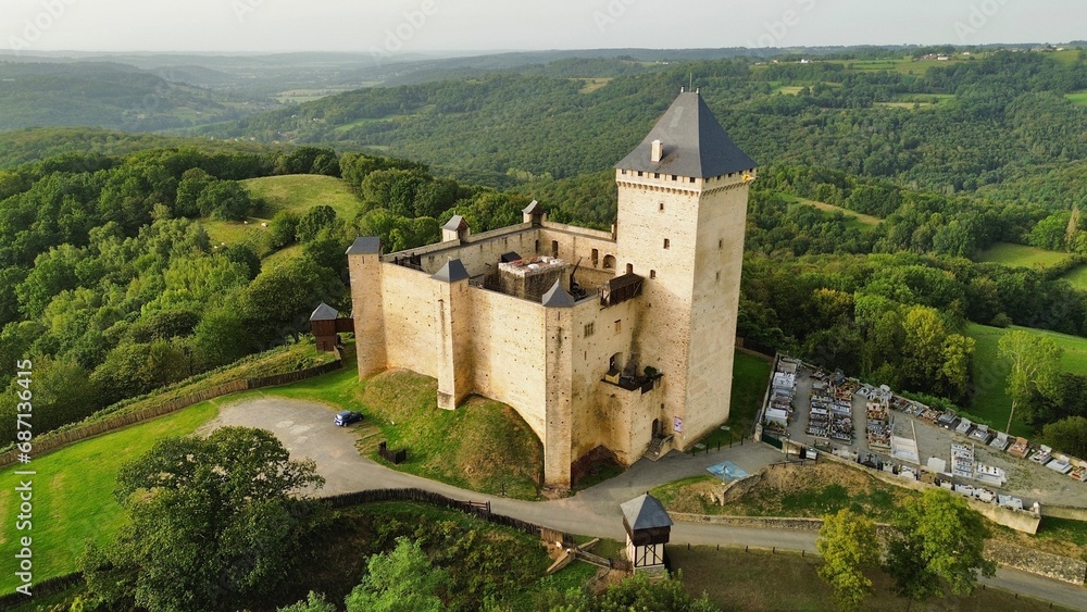 drone photo Mauvezin castle, Château de Mauvezin France Europe