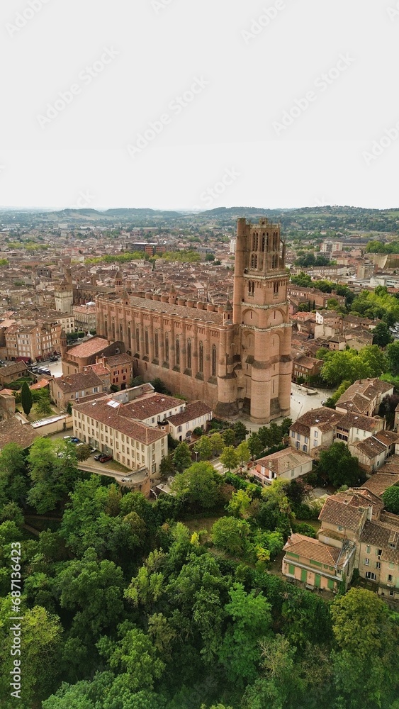 drone photo Sainte-Cécile Cathedral, Cathédrale Sainte-Cécile Albi France Europe
