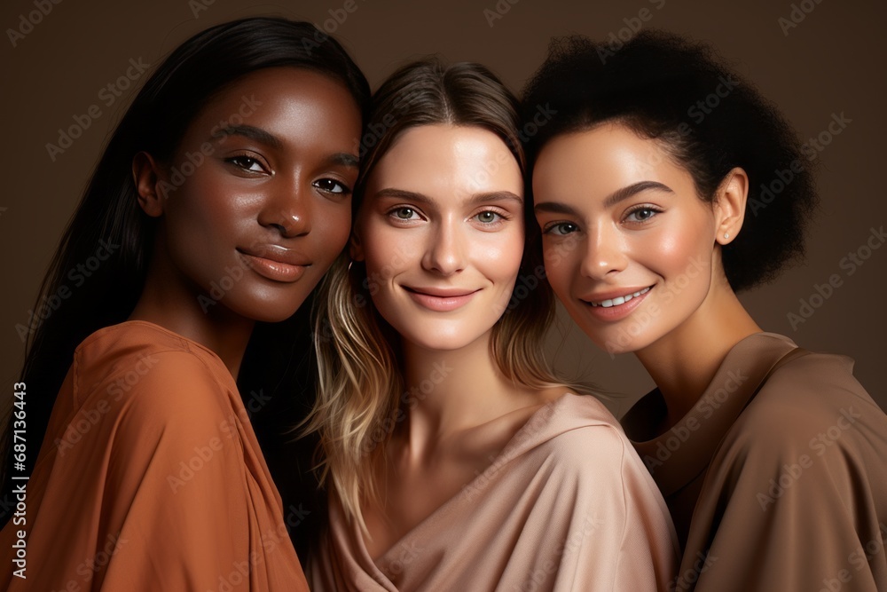 A Close-up Portrait of Three Beautiful Young Ladies A Close-up Portrait of Three Beautiful Young Ladies