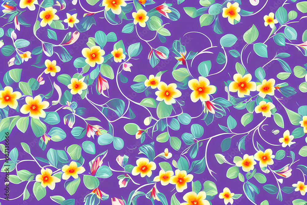 seamless floral pattern. Advanced textile design.  Generative Ai