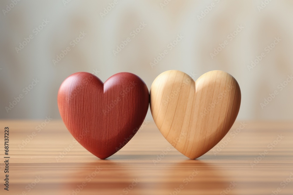two hearts on wooden background two hearts on wooden background
