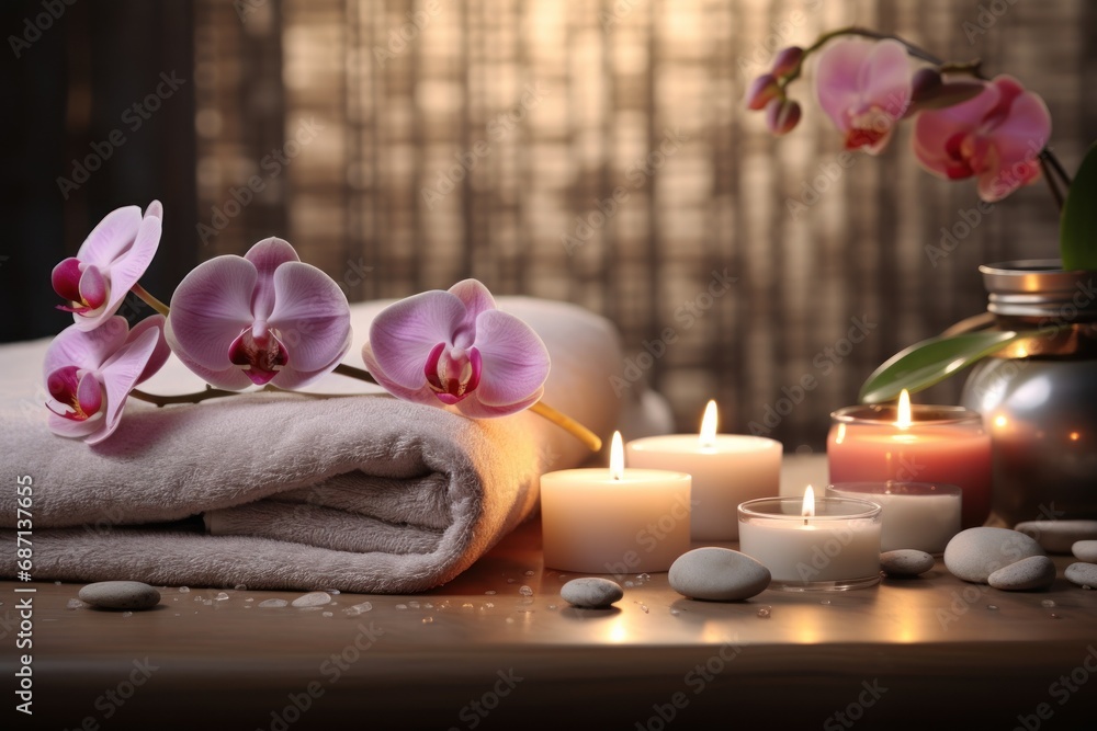 spa setting with orchid