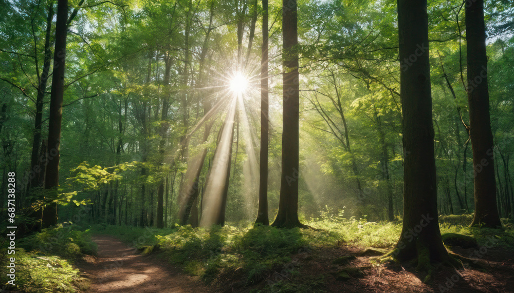 rays of light in the forest