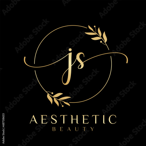 Letter JS Beauty Logo with Flourish Ornament