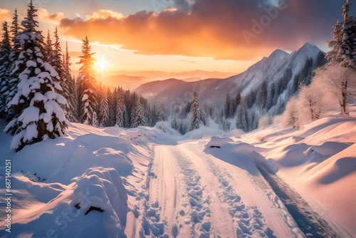 winter sunset in the mountains © Muhammad