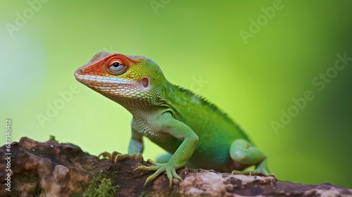 The Carolina Anole Lizard and Its Vibrant Display of Colors. Generative AI © coco