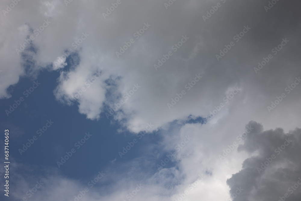 Blue sky. Beautiful Cumulus clouds flying across the sky, Beautiful natural clouds on the sky, deep blue sky Blue sky. Beautiful Cumulus clouds flying across the sky, Beautiful natural clouds on the sky, deep blue sky