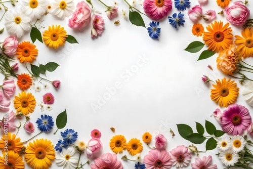 frame of flowers and butterflies