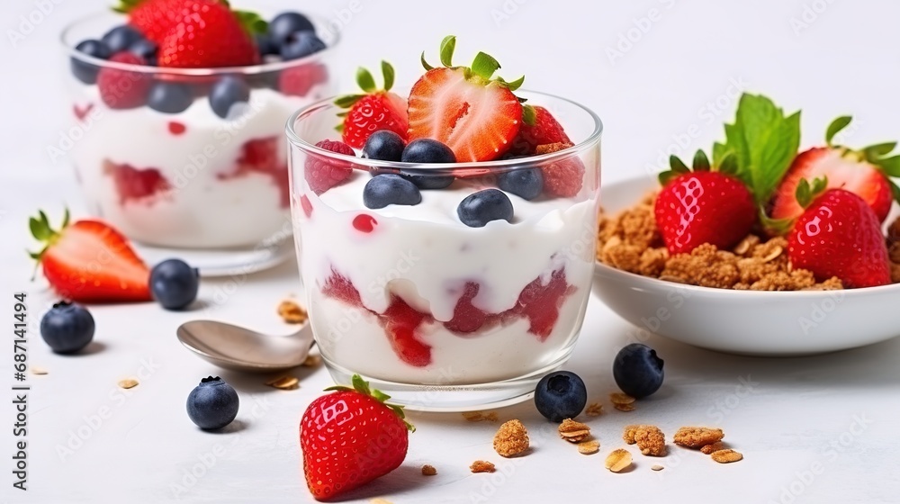 Berry Parfait with Fresh Strawberries and Blueberries Berry Parfait with Fresh Strawberries and Blueberries