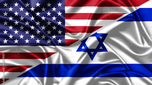 United waving flag of USA and Israel
