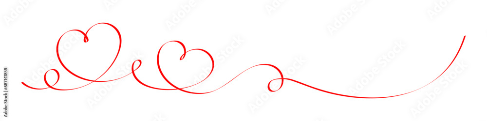 Two hand-drawn calligraphic hearts on an isolated background. Vector pattern of hearts for valentine's day. Vector illustration EPS 10 Two hand-drawn calligraphic hearts on an isolated background. Vector pattern of hearts for valentine's day. Vector illustration EPS 10