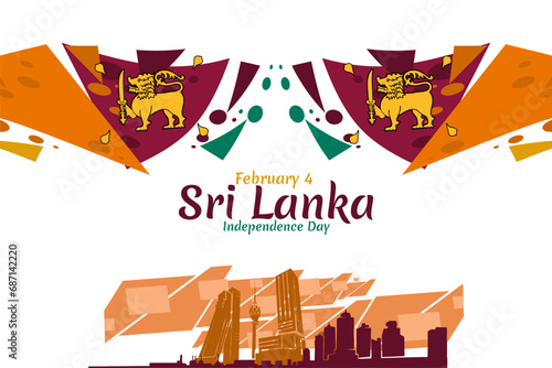 February 4, Independence day of Sri Lanka vector illustration. Suitable for greeting card, poster and banner.