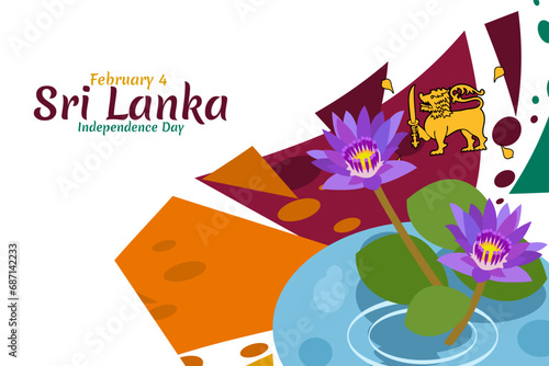 February 4, Independence day of Sri Lanka vector illustration. Suitable for greeting card, poster and banner.
