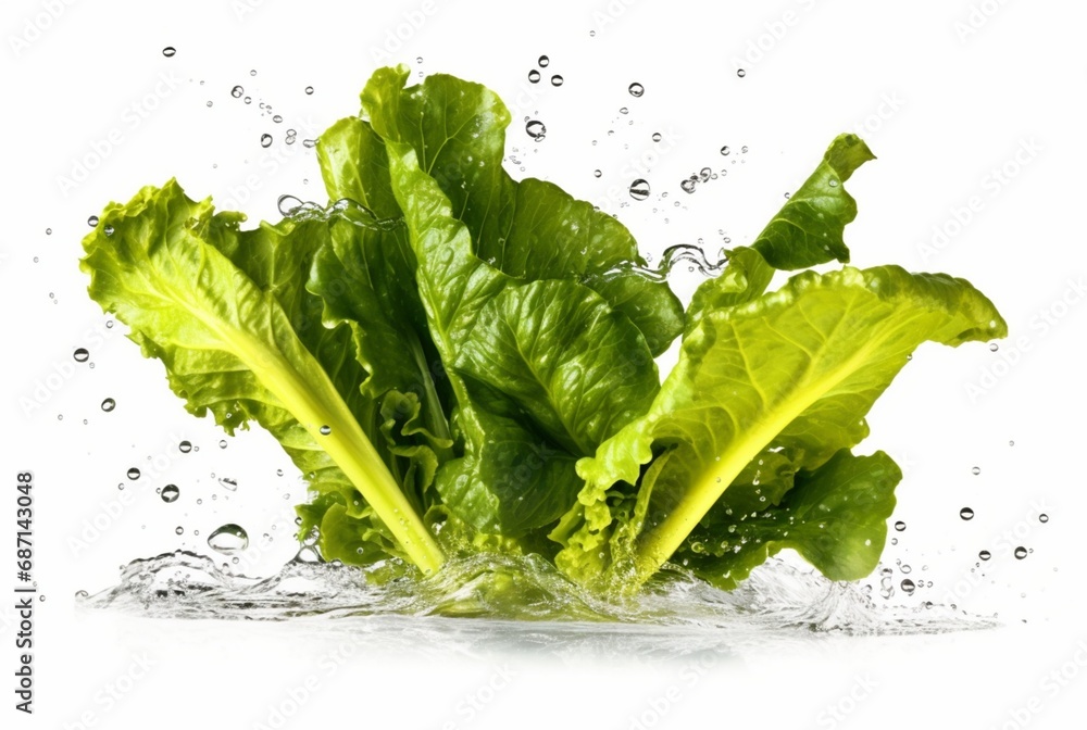 mustard greens with water splash isolated on white background. generative ai mustard greens with water splash isolated on white background. generative ai