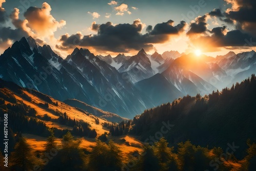 sunrise in the mountains