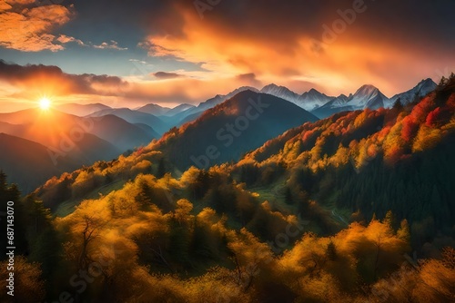 sunset in the mountains