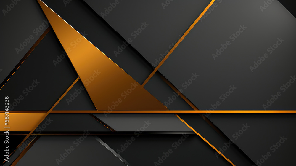 Dark Night abstract background with Glimmering Gold Stars and Elegant Lines