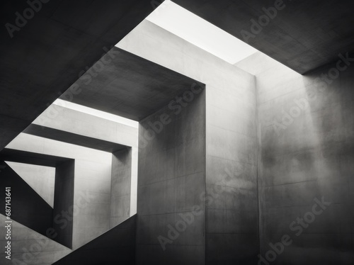 photograph of a black and white photograph of a concrete structure