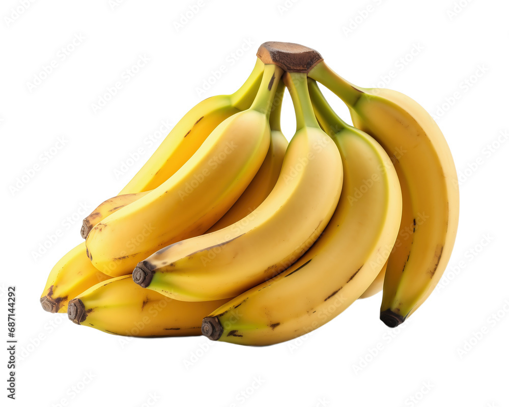Bananas on a light transparent background. PNG file. Generative artificial intelligence