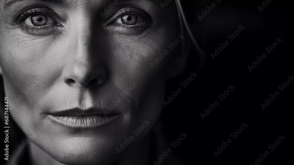 Fototapeta premium Soulful Monochrome Portrait of a Mature Woman