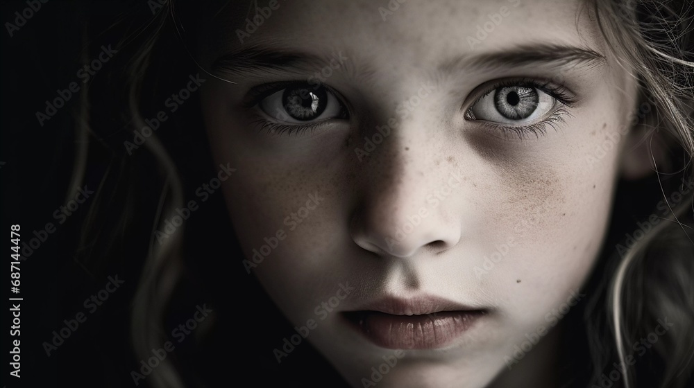Captivating Child's Portrait with Penetrating Eyes Captivating Child's Portrait with Penetrating Eyes