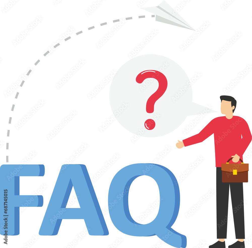 Frequently Asked Questions concept, woman with long hair saying in message bubble and holding big blue question mark next to FAQ lettering vector illustration for website
Frequently Asked Questions concept, woman with long hair saying in message bubble and holding big blue question mark next to FAQ lettering vector illustration for website