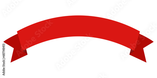 Red ribbon banner, icon, label, title box, clipart, png, isolated on transparent background.