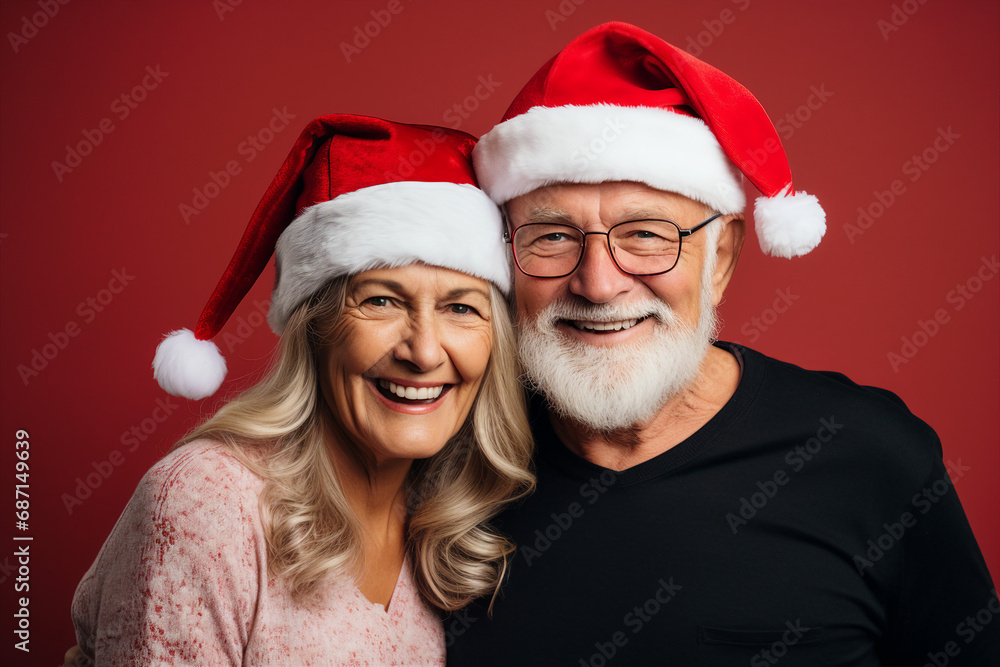Excited couple wife husband grandparents celebrating new year christmas night Generative AI portrait Excited couple wife husband grandparents celebrating new year christmas night Generative AI portrait