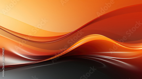 Smooth black and orange waves flow in a tranquil, abstract design with a vibrant gradient.