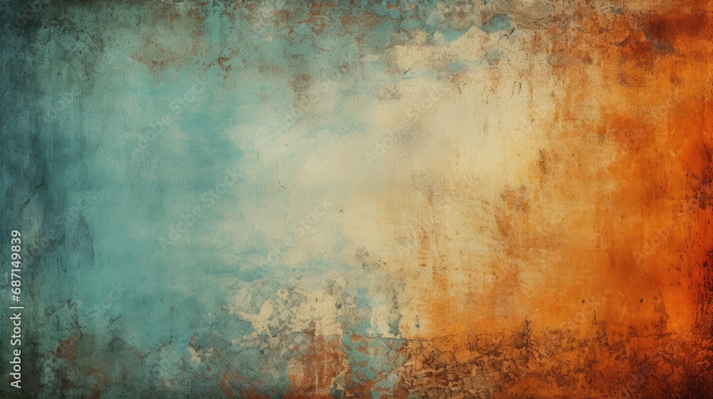 Rustic Blue and Orange Grunge Texture Background