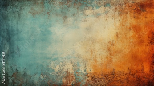Rustic Blue and Orange Grunge Texture Background