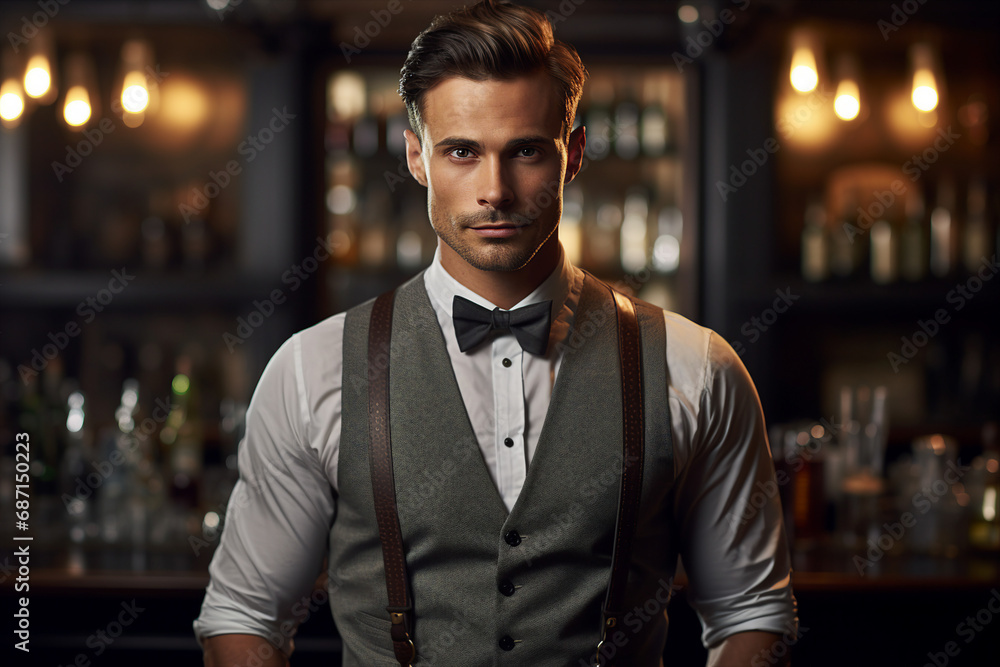 AI generated photography image of nice handsome man experienced skilled professional worker