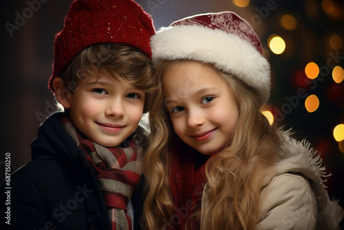 Picture generative ai concept of cheerful smiling children enjoying new year season together at home