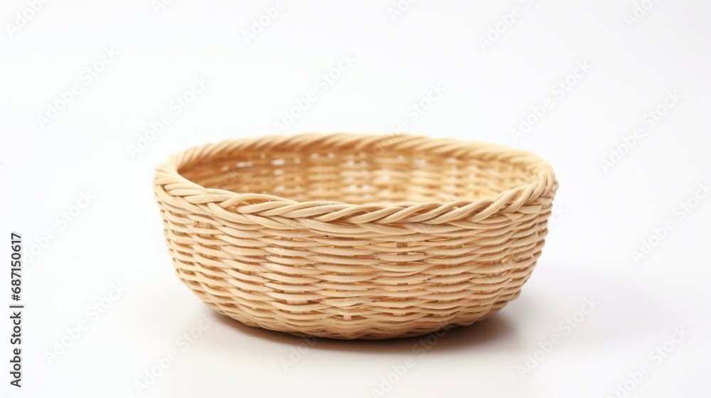Jude fiber basket isolated on white background. Eco material. Simplicity object. Handmade. Asian culture. Product design. Simple. Home decoration. Natural material. Handcraft object. Good stuff.