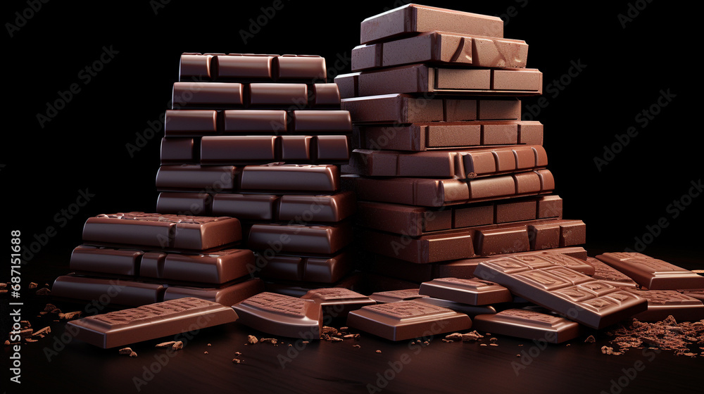 Obraz premium stack of chocolate HD 8K wallpaper Stock Photographic Image 
