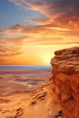 A captivating image of the sun setting over a vast desert landscape. Perfect for travel websites and articles on nature and adventure
