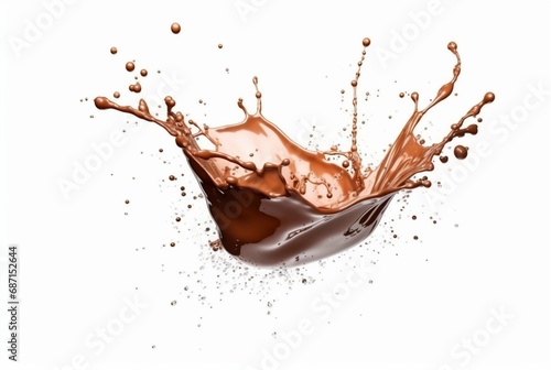 chocolate or cocoa splash isolated on white background. generative ai