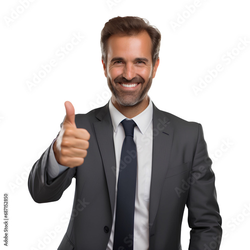 Excellent businessman gives a thumbs up