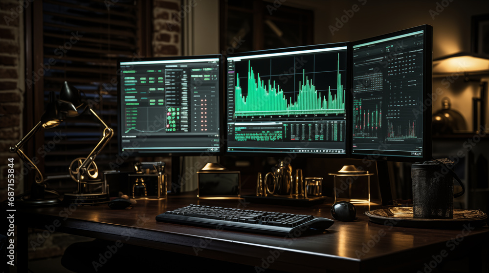 Naklejka premium Businessman or data scientist working on laptop with business dash board created by ai